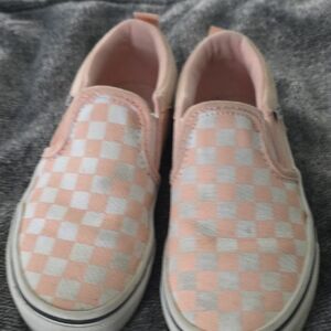 Vans Pink and White Slip-On Sneakers